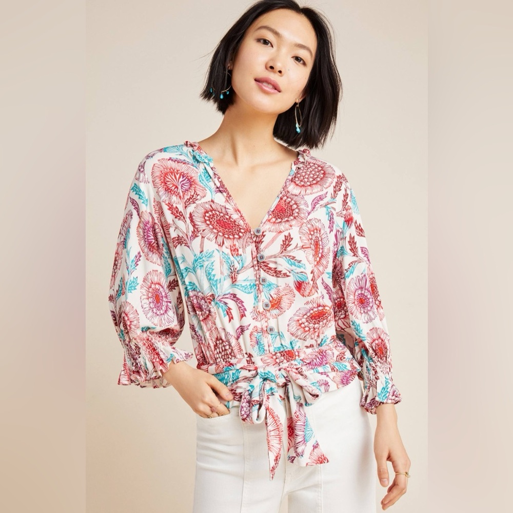 Anthropologie NWT Saraya Blouse Tugboat Printshop Medium